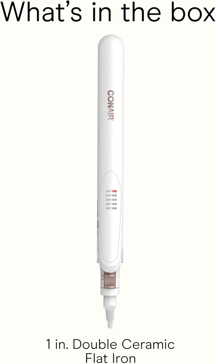Double Ceramic Flat Iron, 1-Inch Flat Iron Hair Straightener, Five Heat Settings, Extra Long Floating Plates, White