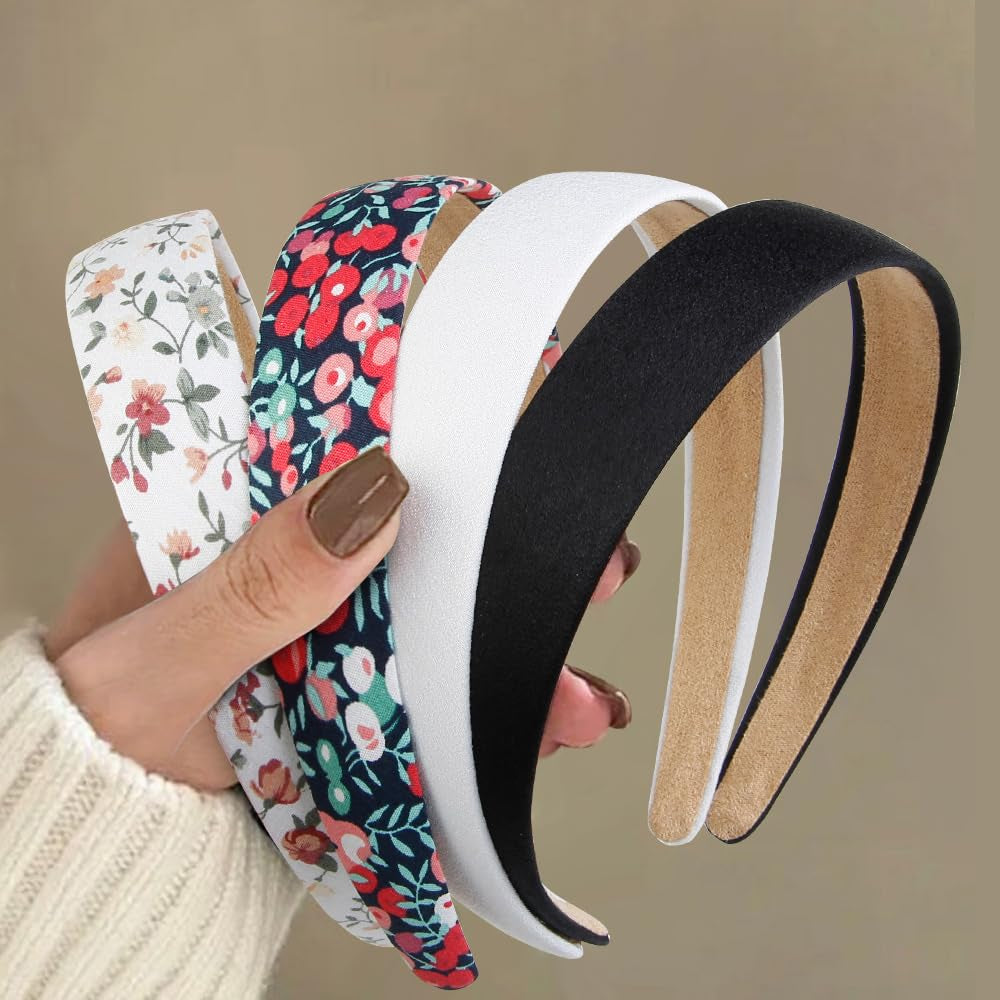 Headbands for Women Non Slip Trendy Headbands for Women’S Hair 1 Inch Wide Cute Headband for Girls, Fall Head Bands Elastic Hair Bands for Womens Fashion Accessories for Women 4PCS