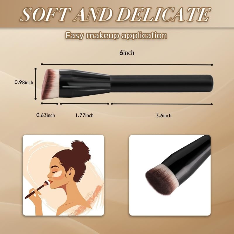Jomay Flat Top Kabuki Foundation Brush – Vegan Makeup Brush for Liquid, Cream & Powder – Dense, Soft Bristles for Buffing & Blending – Black
