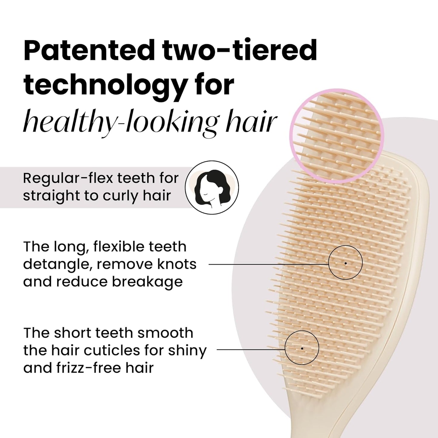 Large Ultimate Detangler Hairbrush for Wet & Dry Hair, Eliminates Knots & Reduces Breakage for Long, Thick, & Curly Hair Types, Vanilla