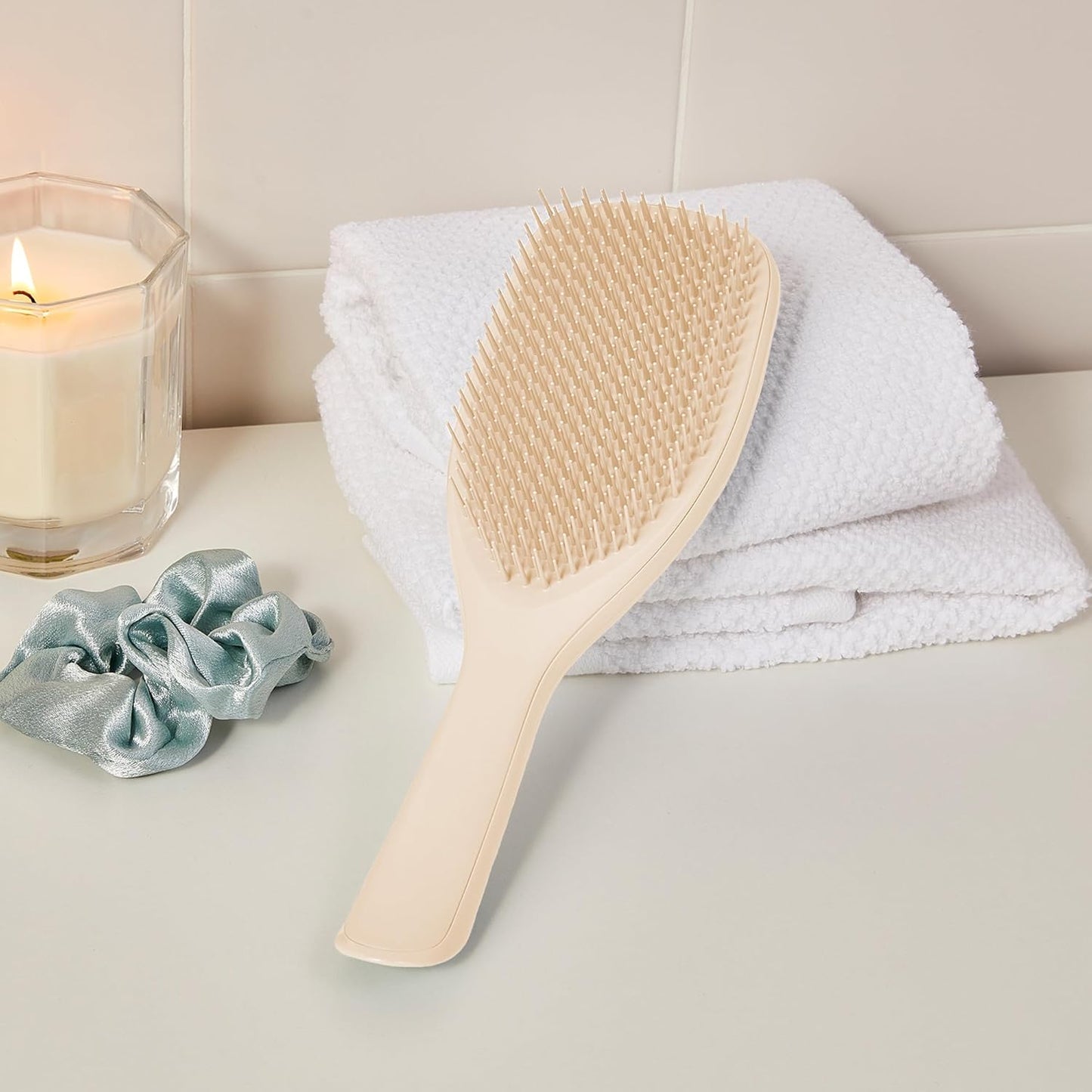 Large Ultimate Detangler Hairbrush for Wet & Dry Hair, Eliminates Knots & Reduces Breakage for Long, Thick, & Curly Hair Types, Vanilla