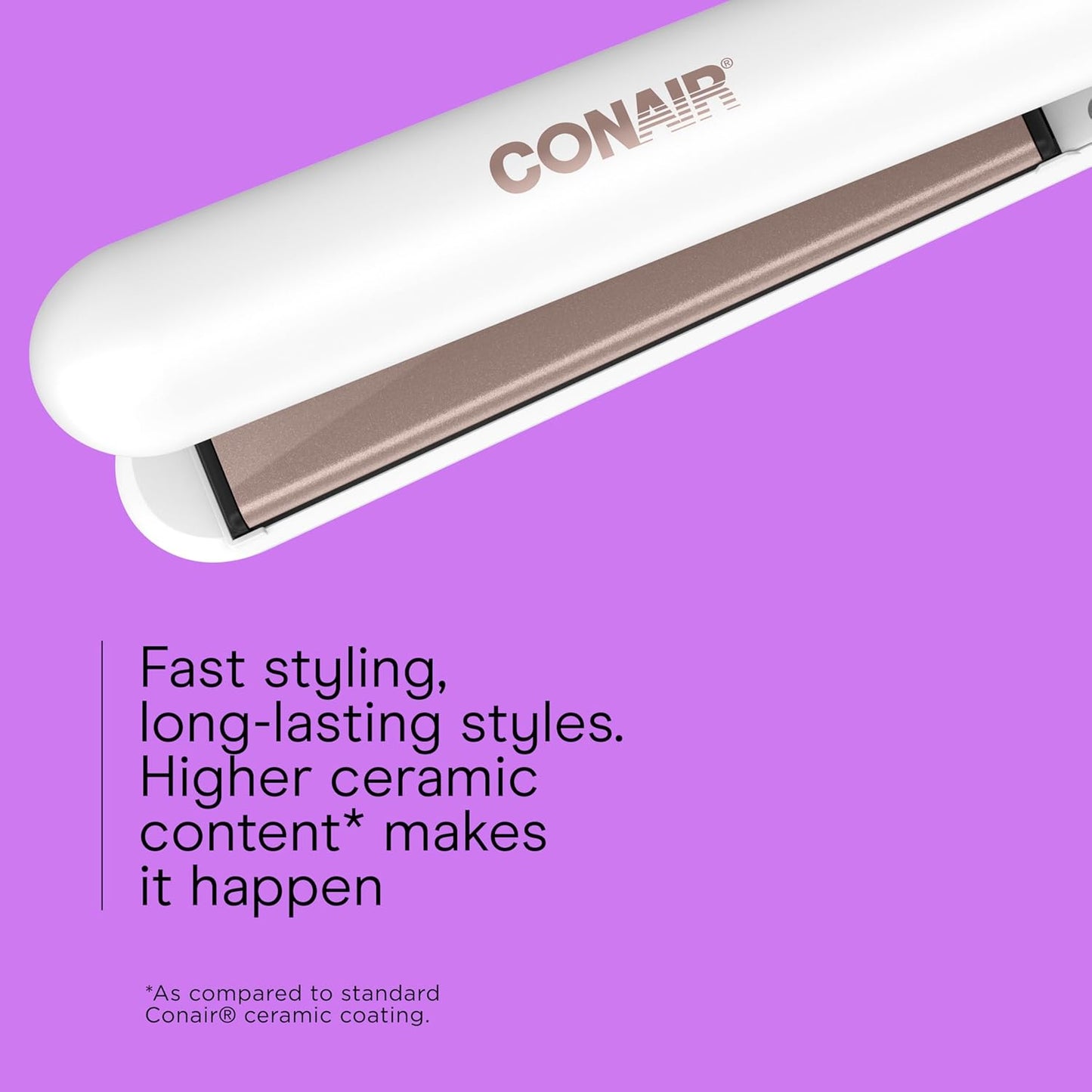 Double Ceramic Flat Iron, 1-Inch Flat Iron Hair Straightener, Five Heat Settings, Extra Long Floating Plates, White