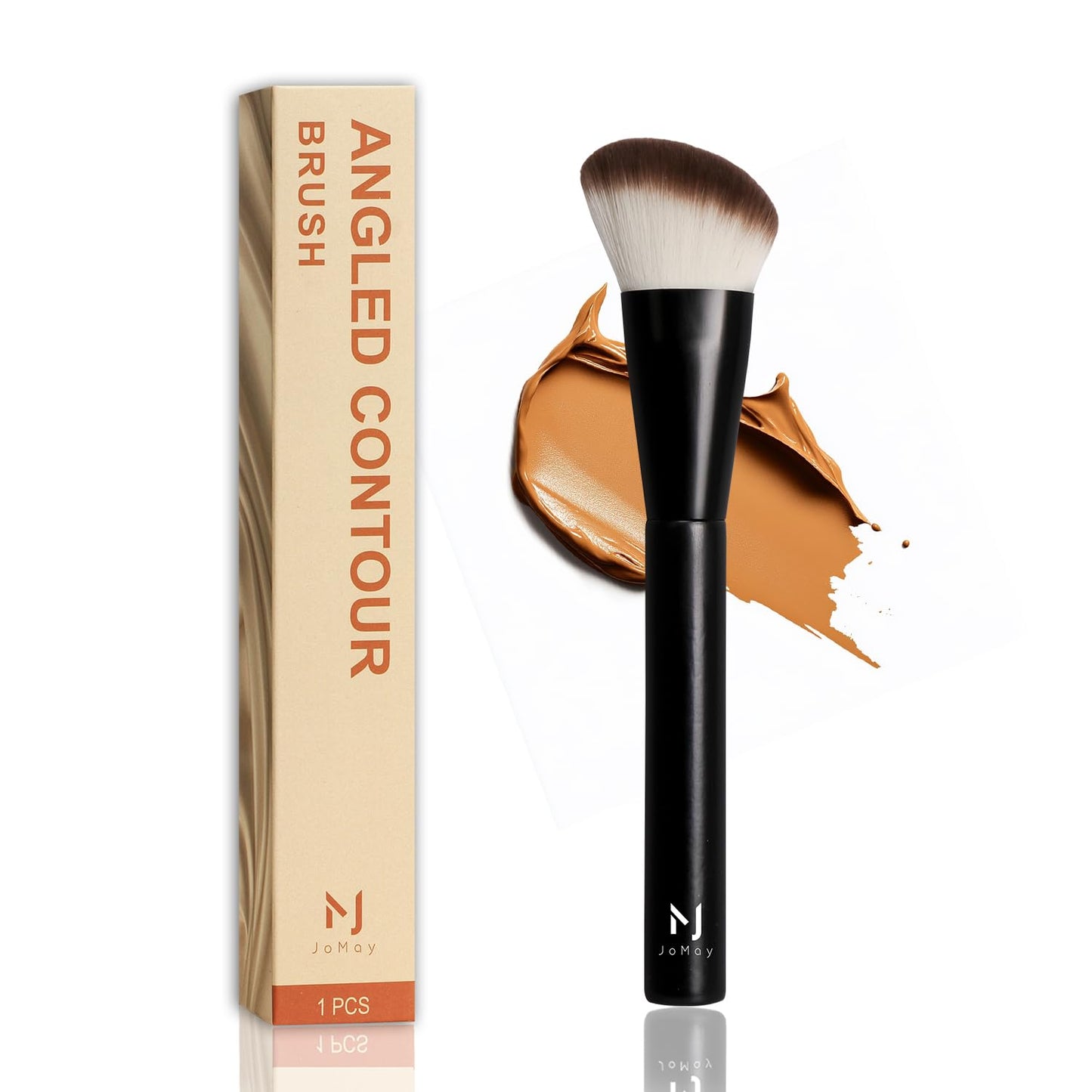 Jomay Flat Top Kabuki Foundation Brush – Vegan Makeup Brush for Liquid, Cream & Powder – Dense, Soft Bristles for Buffing & Blending – Black
