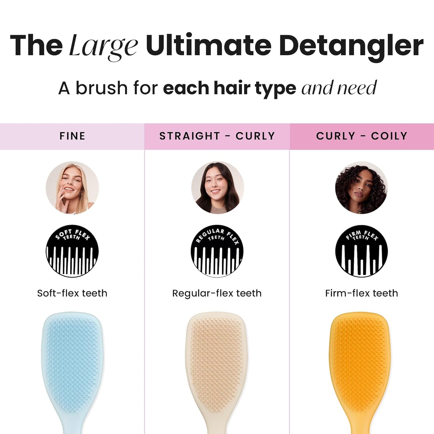 Large Ultimate Detangler Hairbrush for Wet & Dry Hair, Eliminates Knots & Reduces Breakage for Long, Thick, & Curly Hair Types, Vanilla