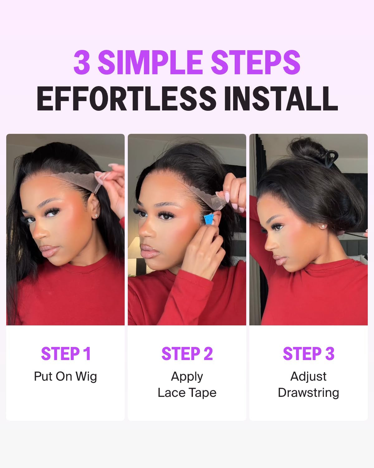 13X6 Glueless Wigs Human Hair Pre Plucked Pre Cut Upgraded Ear-To-Ear HD Lace Front Wigs Human Hair Glueless Wear and Go Drawstring Straight Frontal Wig with Tapes 220% Density 20 Inch