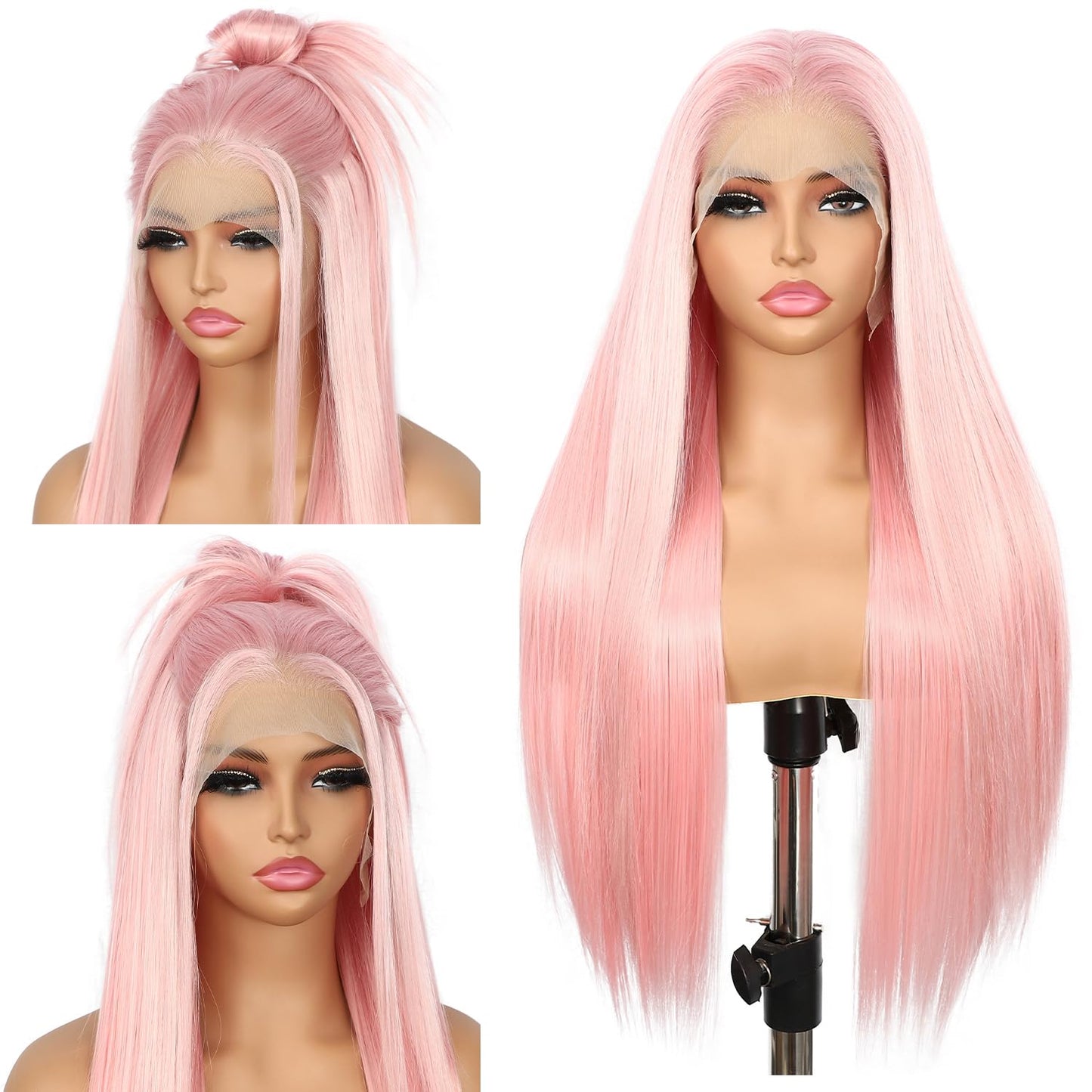 13X6 Auburn Brown Glueless Wig Synthetic Long Straight Lace Front Wigs for Women Pre-Plucked Ready to Wear Upgraded with Premium Fiber 26 Inch Daily Party Use