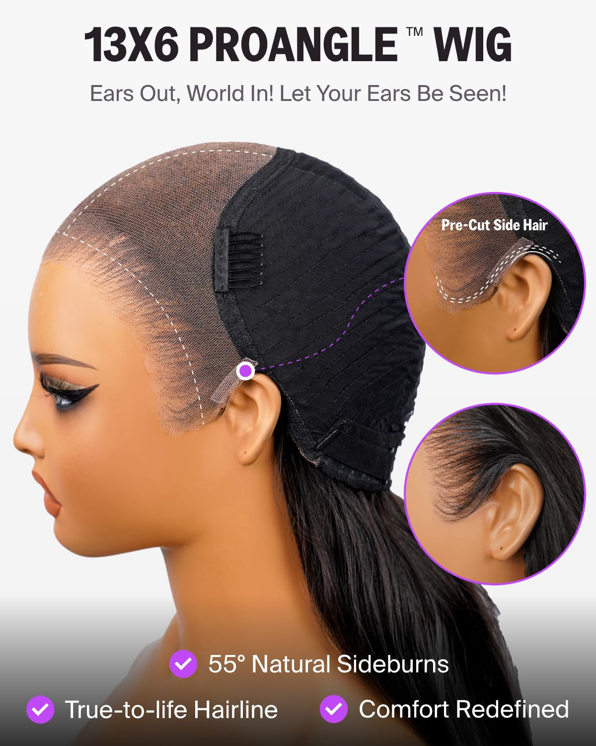 13X6 Glueless Wigs Human Hair Pre Plucked Pre Cut Upgraded Ear-To-Ear HD Lace Front Wigs Human Hair Glueless Wear and Go Drawstring Straight Frontal Wig with Tapes 220% Density 20 Inch