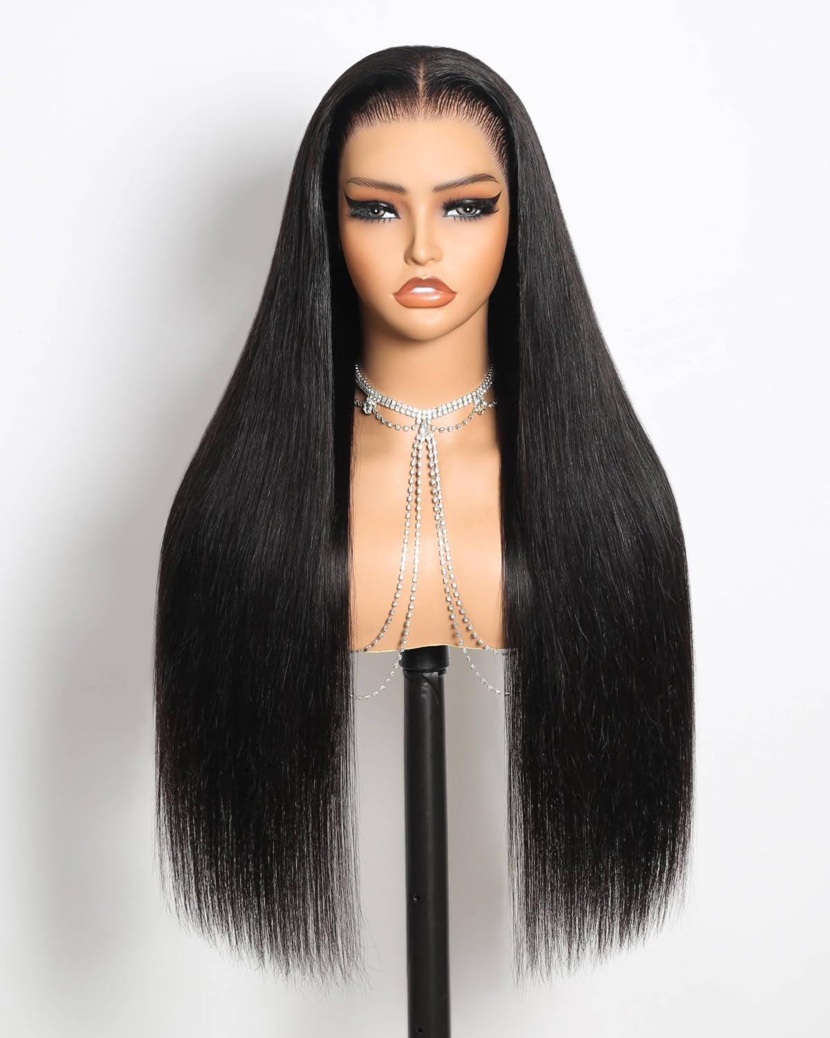 13X6 Glueless Wigs Human Hair Pre Plucked Pre Cut Upgraded Ear-To-Ear HD Lace Front Wigs Human Hair Glueless Wear and Go Drawstring Straight Frontal Wig with Tapes 220% Density 20 Inch