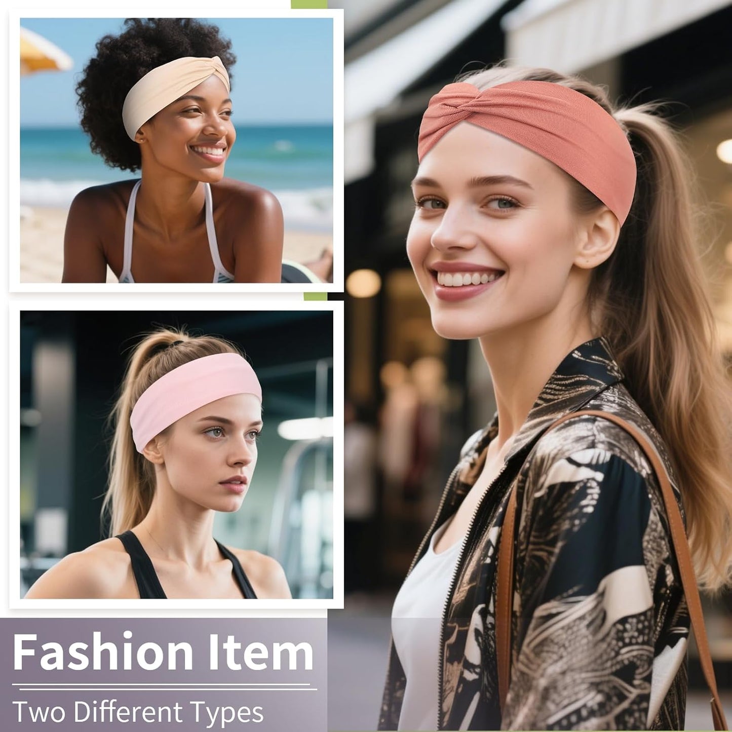 12 Pcs Stretchy Headbands for Women, Absorbed Sport Headband Soft Twist Knotted Hairbands for Daily Life Yoga Workout(Warm Morandi)