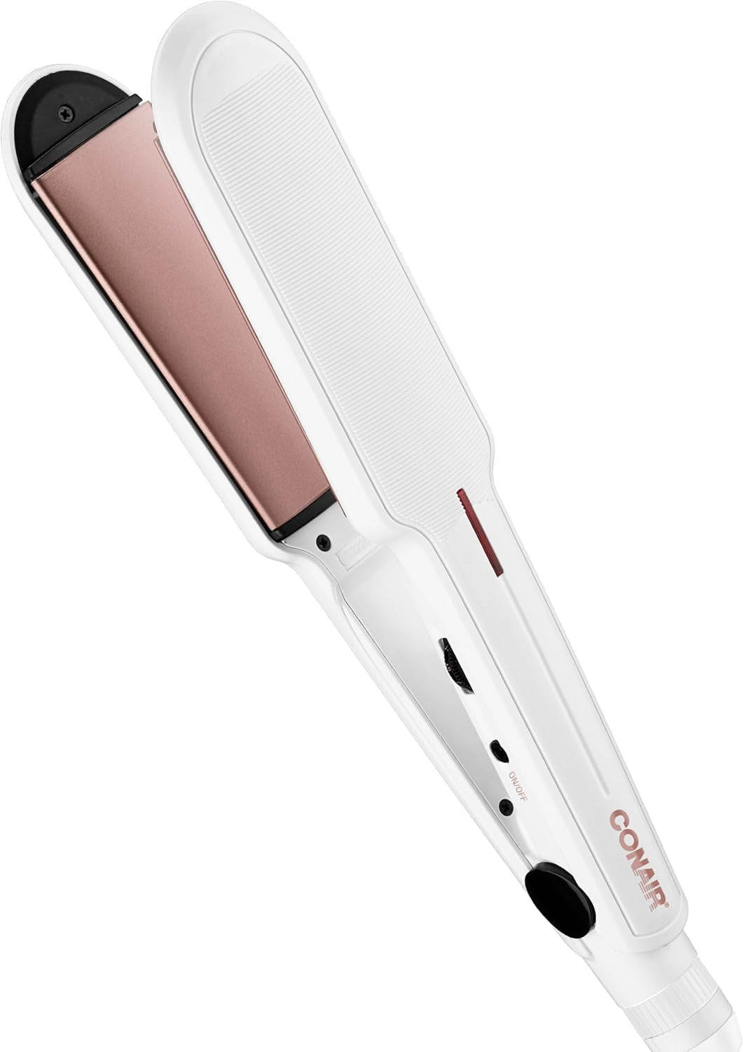 Double Ceramic Flat Iron, 1-Inch Flat Iron Hair Straightener, Five Heat Settings, Extra Long Floating Plates, White