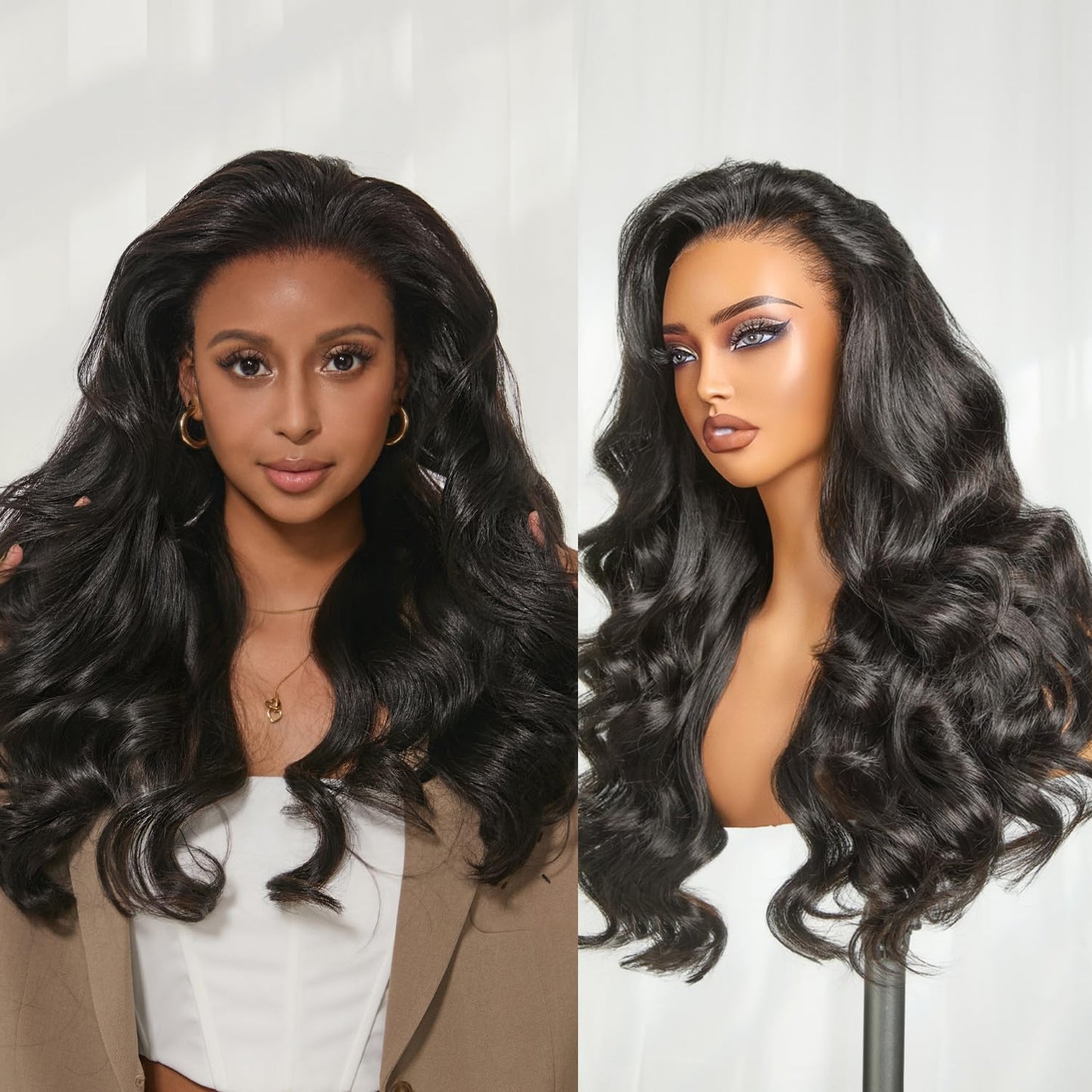 Naturemax™ 13X4 Loose Body Wave HD Lace Front Wigs Human Hair Pre Plucked 180% Density Frontal Wigs Human Hair for Women Glueless Wigs Flexi-Fit Drawstring Cap 24 Inches