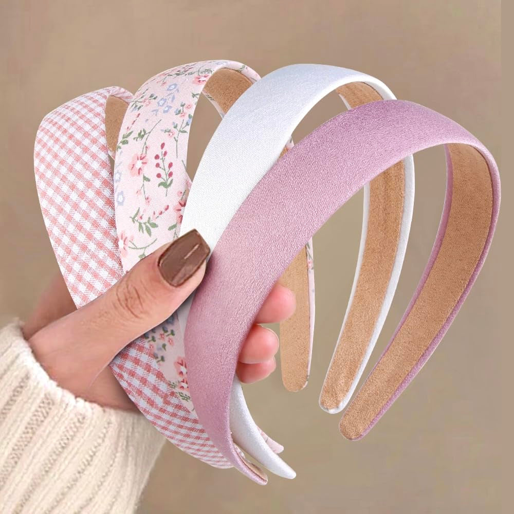 Headbands for Women Non Slip Trendy Headbands for Women’S Hair 1 Inch Wide Cute Headband for Girls, Fall Head Bands Elastic Hair Bands for Womens Fashion Accessories for Women 4PCS