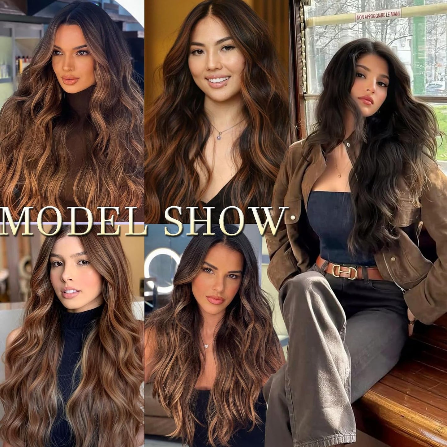 Skunk Synthetic Lace Front Wig 28 Inch Long Wavy Natural Wave Wigs 13×4×1 Pre Plucked Glueless Wig Synthetic Hair for Women Loose Body Wave with Natural Hairline Heat Resistant Synthetic Wavy Wig