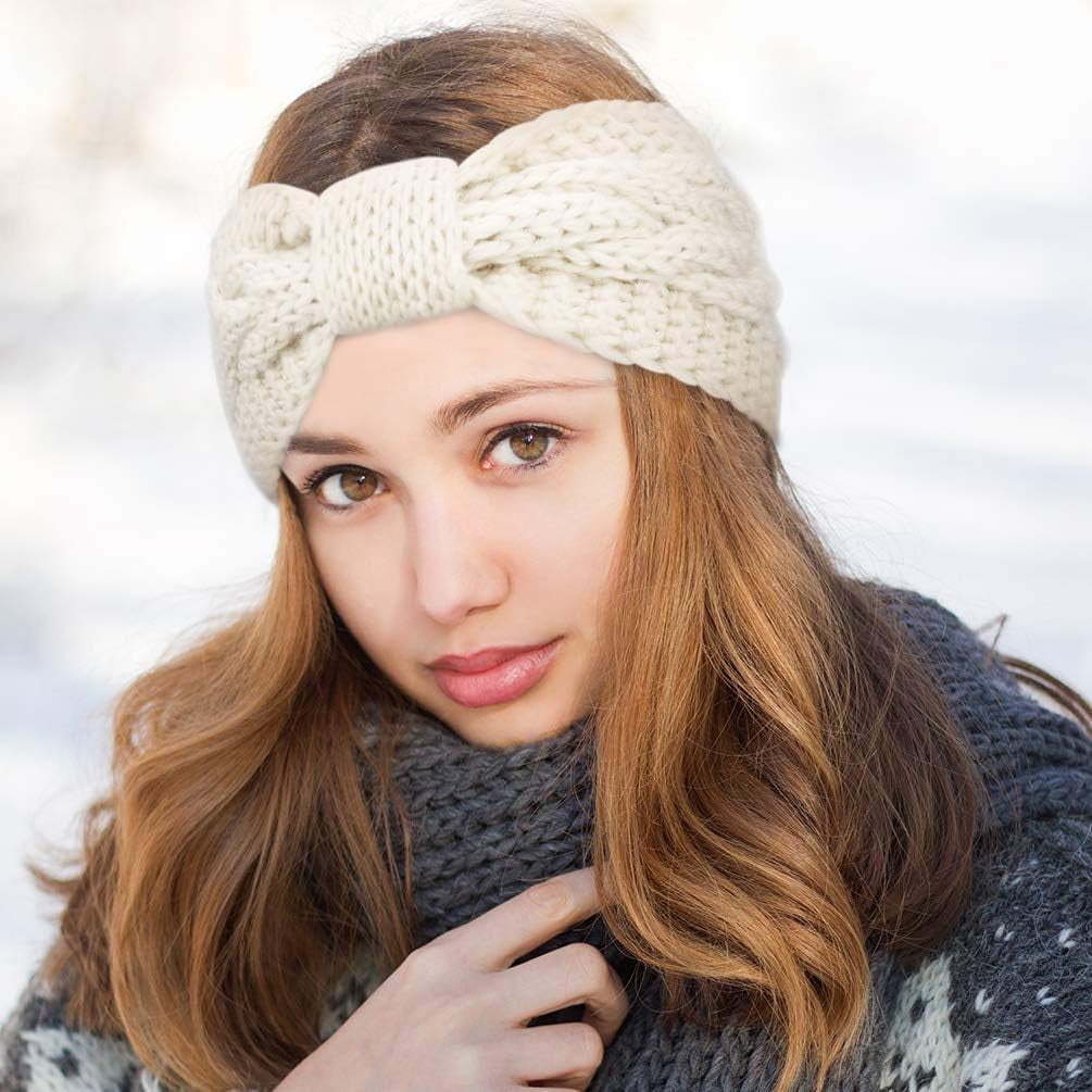 Winter Knit Chunky Headbands for Women Crochet Turban Knitted Ear Warmer Head Wrap Winter Accessories 4 Pack