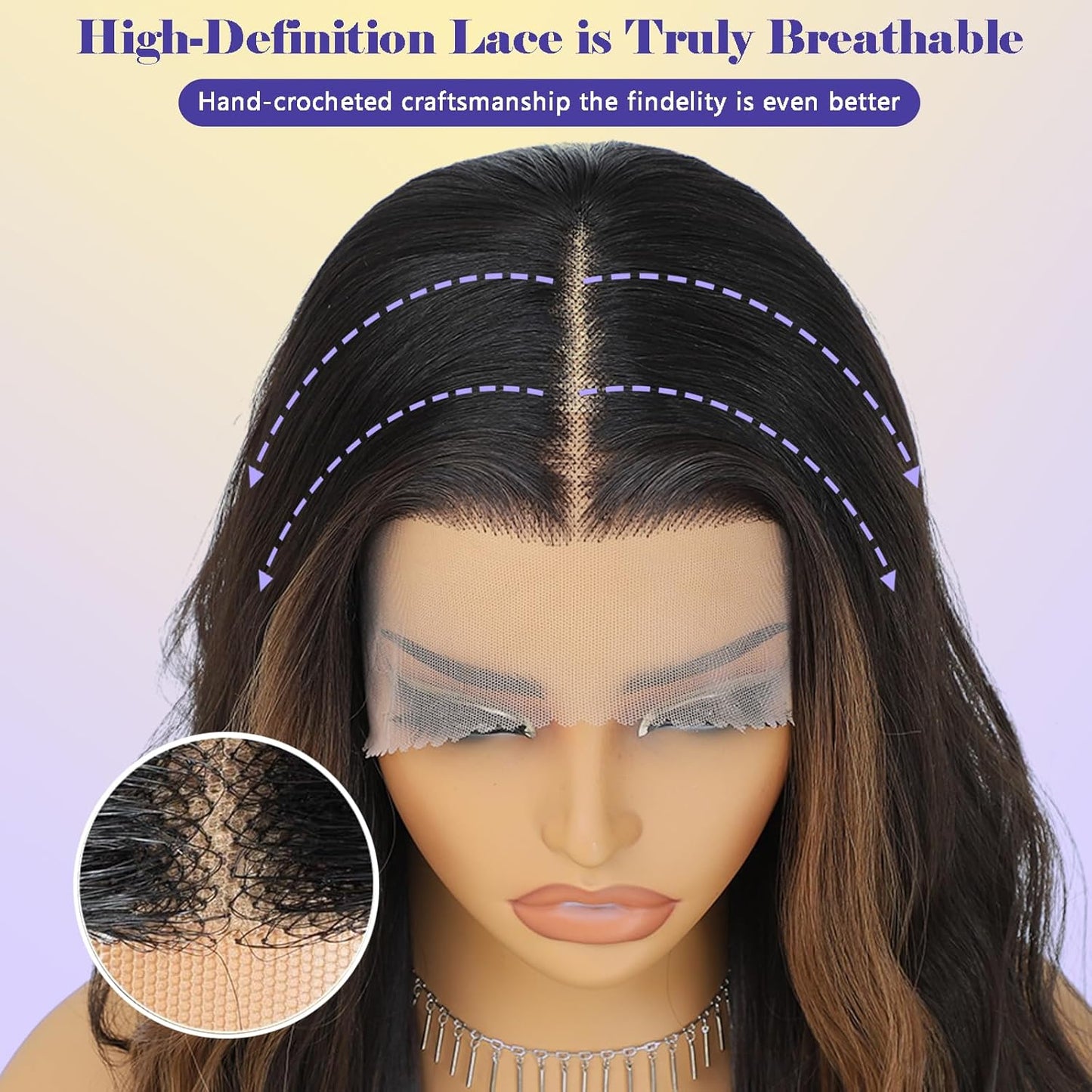 Skunk Synthetic Lace Front Wig 28 Inch Long Wavy Natural Wave Wigs 13×4×1 Pre Plucked Glueless Wig Synthetic Hair for Women Loose Body Wave with Natural Hairline Heat Resistant Synthetic Wavy Wig