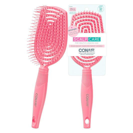 Scalp Care Detangling Hairbrush - Curly Hair Brush - Scalp Massager - Hairbrushes for Women & Men - Detangler for All Lengths and Types - Can Use Wet or Dry - Pink Pulse