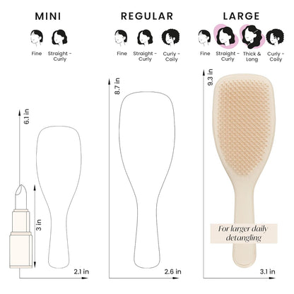 Large Ultimate Detangler Hairbrush for Wet & Dry Hair, Eliminates Knots & Reduces Breakage for Long, Thick, & Curly Hair Types, Vanilla