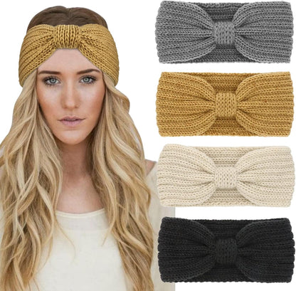 Winter Knit Chunky Headbands for Women Crochet Turban Knitted Ear Warmer Head Wrap Winter Accessories 4 Pack