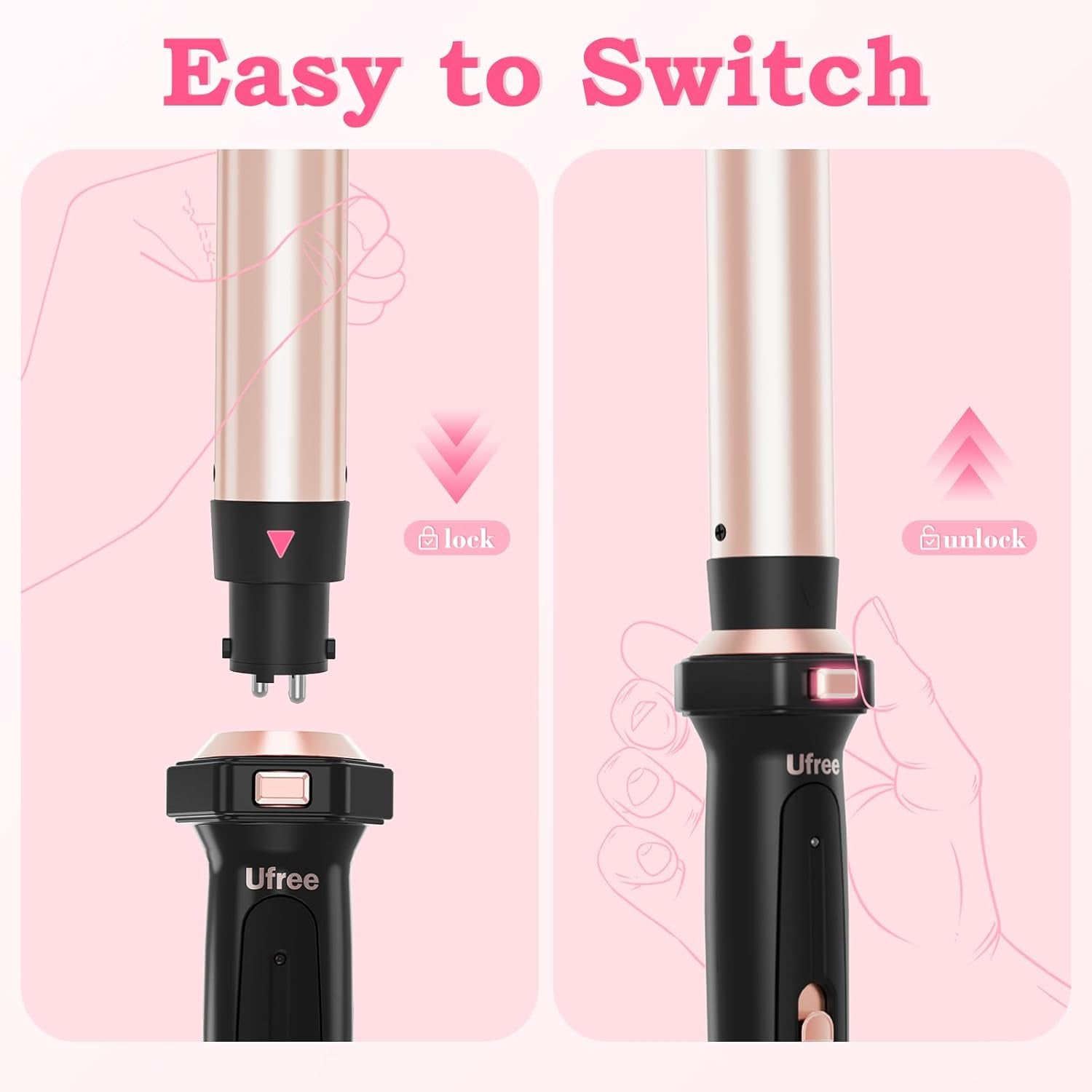 5 in 1 Curling Iron with Interchangeable Ceramic Barrels (0.35"-1.25"), Curling Wand Set with Flat Iron Hair Straightener, Instant Heat Up, Dual Voltage Hair Curler, Gifts for Women