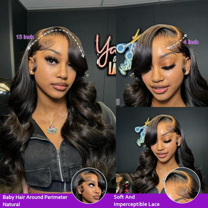 26 Inch Body Wave Lace Front Wigs Human Hair 13X4 SKINLIKE Real HD Lace Front Wigs Human Hair Pre Plucked Body Wave Glueless Frontal Wigs Human Hair 180% Density for Women