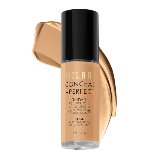 Conceal + Perfect 2-In-1 Foundation + Concealer for a Flawless Complexion, under Eye Corrector, Cover Redness and Imperfections, Waterproof and Sweatproof - Natural Beige