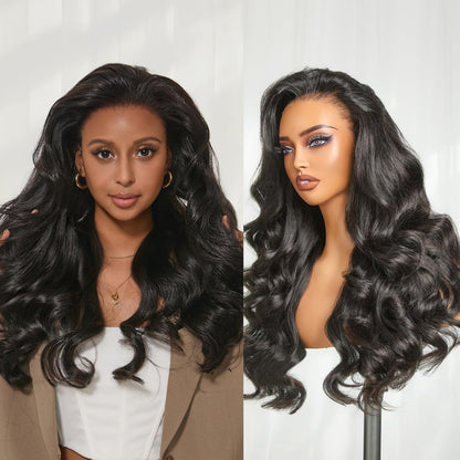Naturemax™ 13X4 Loose Body Wave HD Lace Front Wigs Human Hair Pre Plucked 180% Density Frontal Wigs Human Hair for Women Glueless Wigs Flexi-Fit Drawstring Cap 24 Inches