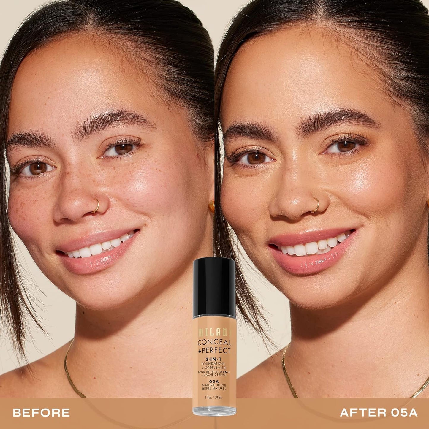 Conceal + Perfect 2-In-1 Foundation + Concealer for a Flawless Complexion, under Eye Corrector, Cover Redness and Imperfections, Waterproof and Sweatproof - Natural Beige