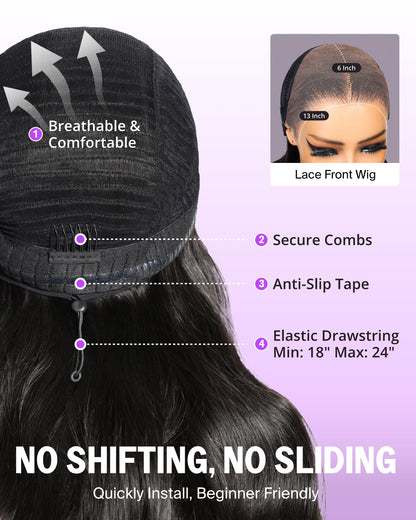 13X6 Glueless Wigs Human Hair Pre Plucked Pre Cut Upgraded Ear-To-Ear HD Lace Front Wigs Human Hair Glueless Wear and Go Drawstring Straight Frontal Wig with Tapes 220% Density 20 Inch